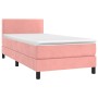 Box spring bed with mattress and LED pink velvet 90x190 cm by , Beds and slatted bases - Ref: Foro24-3134320, Price: 328,44 €...