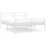 Estructura cama metal con cabecero y estribo blanco 140x200 cm de , Camas y somieres - Ref: Foro24-372345, Precio: 99,11 €, D...