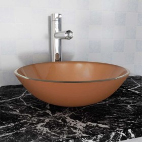 Lavabo de vidrio templado 42 cm marrón de vidaXL, Lavabos - Ref: Foro24-142232, Precio: 63,62 €, Descuento: %