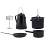 Esschert Design 4-piece black outdoor cookware set FF215 by Esschert Design, Tableware and kitchen utensils for camping - Ref...