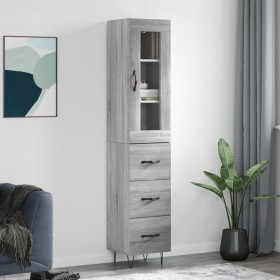 Aparador alto madera contrachapada gris Sonoma 34,5x34x180 cm de , Aparadores - Ref: Foro24-3199271, Precio: 114,08 €, Descue...