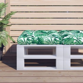 Cushion for pallets, leaf print fabric, 60x61.5x10 cm by , Cushions for chairs and sofas - Ref: Foro24-360890, Price: 19,99 €...