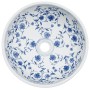 Round white and blue ceramic countertop sink Φ41x14 cm by , Sinks - Ref: Foro24-155049, Price: 113,17 €, Discount: %