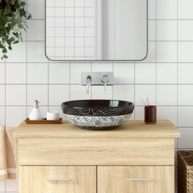 Round black and blue ceramic countertop sink Φ41x14 cm by , Sinks - Ref: Foro24-155063, Price: 107,99 €, Discount: %