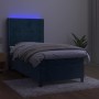 Box spring bed with mattress and LED dark blue velvet 90x190 cm by , Beds and slatted bases - Ref: Foro24-3139479, Price: 383...