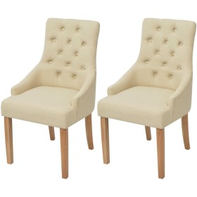 Dining chairs, 2 units, cream-colored fabric. by vidaXL, dining chairs - Ref: Foro24-243637, Price: 232,42 €, Discount: %