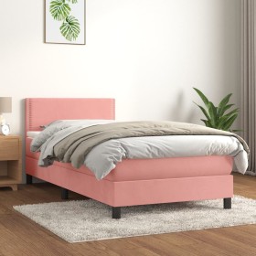 Box spring bed with pink velvet mattress 90x190 cm by , Beds and slatted bases - Ref: Foro24-3141220, Price: 323,46 €, Discou...