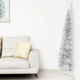 Medio árbol de Navidad artificial con soporte plateado 120 cm de , Arboles de navidad - Ref: Foro24-344594, Precio: 9,50 €, D...