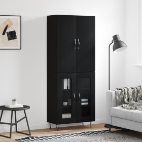 Tall black plywood sideboard 69.5x34x180 cm by , Sideboards - Ref: Foro24-3198066, Price: 156,99 €, Discount: %