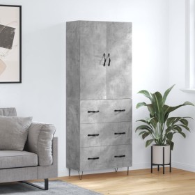 Concrete gray plywood tall sideboard 69.5x34x180 cm by , Sideboards - Ref: Foro24-3198085, Price: 168,99 €, Discount: %