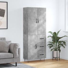 Concrete gray plywood tall sideboard 69.5x34x180 cm by , Sideboards - Ref: Foro24-3198093, Price: 165,99 €, Discount: %