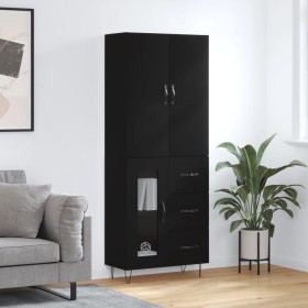 Aparador alto madera contrachapada negro 69,5x34x180 cm de , Aparadores - Ref: Foro24-3198098, Precio: 172,99 €, Descuento: %