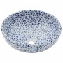 White and blue ceramic round countertop washbasin Φ41x14 cm by , Sinks - Ref: Foro24-155050, Price: 107,79 €, Discount: %