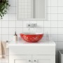 Lavabo sobre encimera redondo cerámica blanco y rojo Φ41x14 cm de , Lavabos - Ref: Foro24-155052, Precio: 112,95 €, Descuento: %