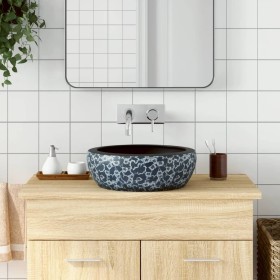 Black and blue ceramic round countertop washbasin Φ41x14 cm by , Sinks - Ref: Foro24-155065, Price: 98,99 €, Discount: %