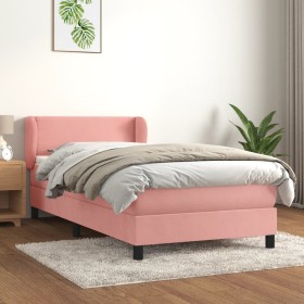 Box spring bed with pink velvet mattress 90x190 cm by , Beds and slatted bases - Ref: Foro24-3127408, Price: 329,01 €, Discou...