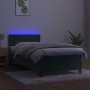 Box spring bed with mattress and LED dark green velvet 90x190 cm by , Beds and slatted bases - Ref: Foro24-3134378, Price: 32...