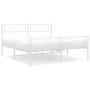 Estructura cama metal con cabecero y estribo blanco 120x200 cm de , Camas y somieres - Ref: Foro24-372342, Precio: 94,56 €, D...