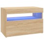 TV cabinet with LED lights Sonoma oak 60x35x40 cm by , TV Furniture - Ref: Foro24-804415, Price: 52,91 €, Discount: %