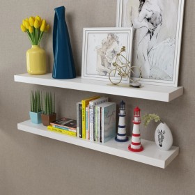 2pcs White MDF Floating Wall Shelves for Books/DVD by , Shelves and shelves - Ref: Foro24-242185, Price: 54,99 €, Discount: %