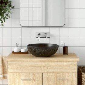 Black ceramic round countertop washbasin Φ41x14 cm by , Sinks - Ref: Foro24-155058, Price: 107,99 €, Discount: %