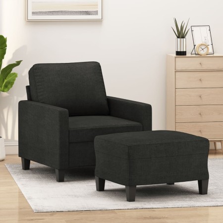 Sillón con taburete tela negro 60 cm de , Sofás - Ref: Foro24-3201033, Precio: 212,27 €, Descuento: %