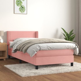 Box spring bed with pink velvet mattress 90x190 cm by , Beds and slatted bases - Ref: Foro24-3130876, Price: 328,99 €, Discou...