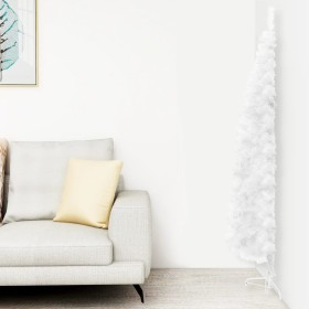 Medio árbol de Navidad artificial con soporte blanco 120 cm