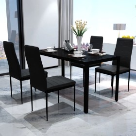 Conjunto de mesa y sillas de comedor 5 piezas negro de vidaXL, muebles para cocinas y comedores - Ref: Foro24-242986, Precio:...