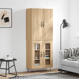 Aparador alto madera contrachapada color roble 69,5x34x180 cm de , Aparadores - Ref: Foro24-3198068, Precio: 153,99 €, Descue...