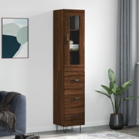 Tall brown oak plywood sideboard 34.5x34x180 cm by , Sideboards - Ref: Foro24-3199272, Price: 111,83 €, Discount: %