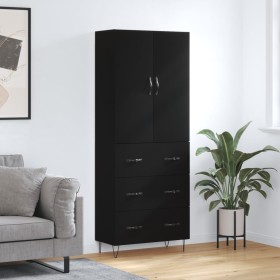 Tall black plywood sideboard 69.5x34x180 cm by , Sideboards - Ref: Foro24-3198082, Price: 173,99 €, Discount: %