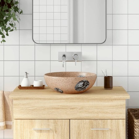 Round brown and blue ceramic countertop washbasin Φ41x14 cm by , Sinks - Ref: Foro24-155057, Price: 87,92 €, Discount: %