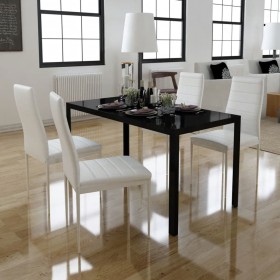 5-piece white and black dining table set by vidaXL, Furniture sets for kitchens and dining rooms - Ref: Foro24-242989, Price:...