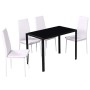 5-piece white and black dining table set by vidaXL, Furniture sets for kitchens and dining rooms - Ref: Foro24-242989, Price:...