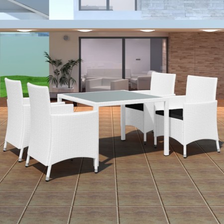 Set de comedor de jardín 5 piezas ratán sintético blanco crema de vidaXL, Conjuntos de jardín - Ref: Foro24-42502, Precio: 40...