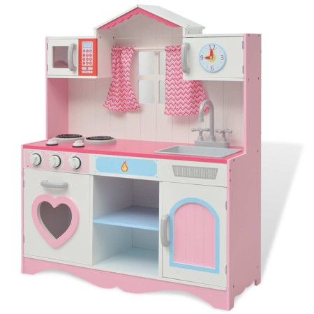 Pink and white wooden toy kitchen 82x30x100 cm by vidaXL, kitchen and food toys - Ref: Foro24-80179, Price: 147,68 €, Discoun...