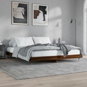 Estructura de cama madera de ingeniería marrón roble 160x200 cm de , Camas y somieres - Ref: Foro24-832132, Precio: 129,18 €,...