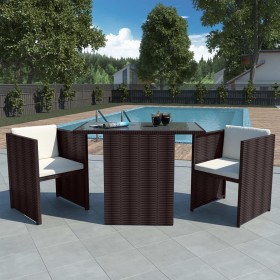 3 Stk. Gartenbistrotisch und Stühle und Kissen Polyrattan Braun von vidaXL, Gartensets - Ref: Foro24-42485, Preis: 221,99 €, ...