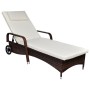 Lounger with cushion and 2 brown synthetic rattan wheels by vidaXL, Loungers - Ref: Foro24-42476, Price: 201,94 €, Discount: %