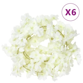 Artificial flower garlands 6 units white 180 cm by , Crowns and garlands - Ref: Foro24-359058, Price: 21,78 €, Discount: %