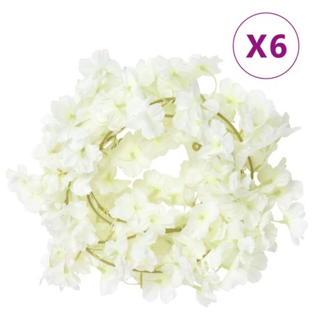 Guirnaldas de flores artificiales 6 uds blanco 180 cm de , Coronas y guirnaldas - Ref: Foro24-359058, Precio: 21,78 €, Descue...