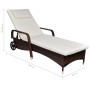 Lounger with cushion and 2 brown synthetic rattan wheels by vidaXL, Loungers - Ref: Foro24-42476, Price: 201,94 €, Discount: %