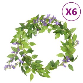 Guirnaldas de flores artificiales 6 uds morado 200 cm de , Coronas y guirnaldas - Ref: Foro24-359072, Precio: 27,77 €, Descue...