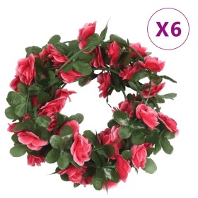 Guirnaldas de flores artificiales 6 uds rojo y rosa 250 cm de , Coronas y guirnaldas - Ref: Foro24-359039, Precio: 13,66 €, D...