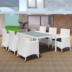 Set de comedor de jardín 7 piezas ratán sintético blanco crema de vidaXL, Conjuntos de jardín - Ref: Foro24-42501, Precio: 53...