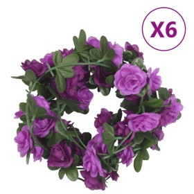 Guirnaldas de flores artificiales 6 uds morado claro 250 cm de , Coronas y guirnaldas - Ref: Foro24-359066, Precio: 13,66 €, ...