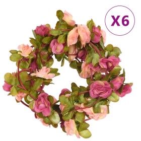 Guirnaldas de flores artificiales 6 uds rojo y rosa 250 cm de , Coronas y guirnaldas - Ref: Foro24-359045, Precio: 16,66 €, D...