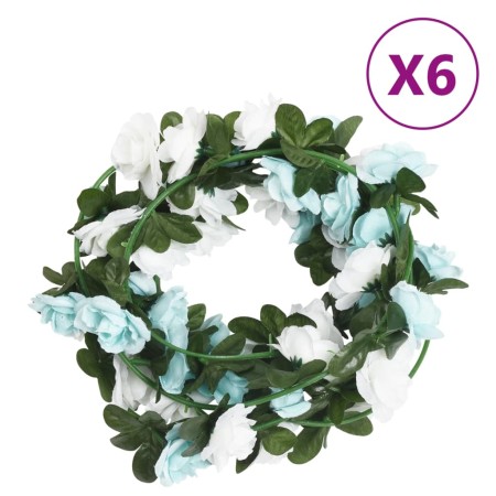 Artificial flower garlands 6 pcs blue and white 240 cm by , Crowns and garlands - Ref: Foro24-359065, Price: 13,66 €, Discoun...