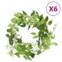 Artificial flower garlands 6 pcs white 200 cm by , Crowns and garlands - Ref: Foro24-359071, Price: 41,66 €, Discount: %